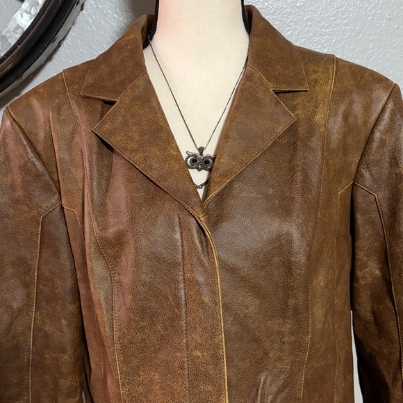 Q.U.E. Brown Leather Women's Jacket - Picture 3 of 10